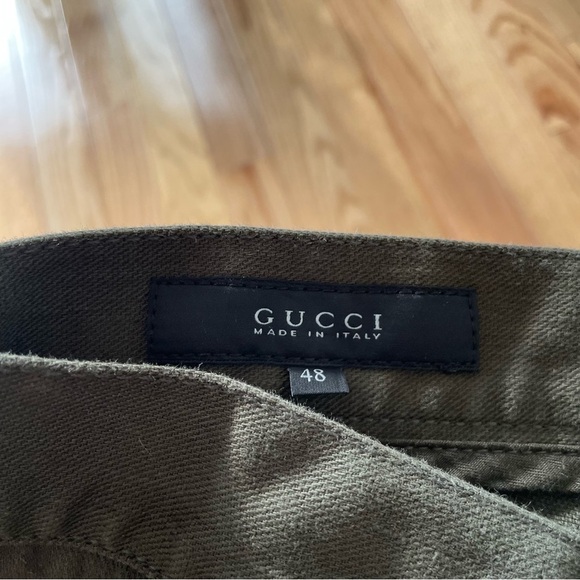 Gucci Men’s Olive Green Denim Riding Skinny Leg Jeans EUC Size IT 48 US 32 - Picture 7 of 12